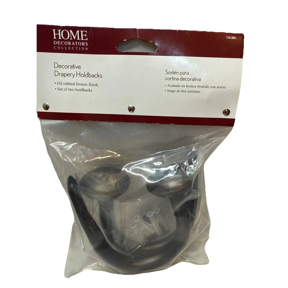 Home Decorators Oil Rubbed Bronze Hook‎ Curtain Holdback (Set of 2) NEW